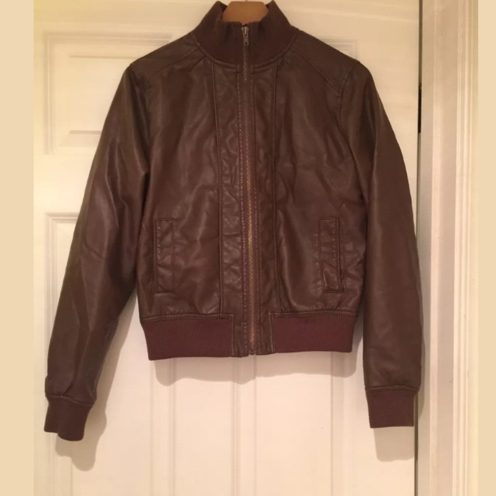 Xhilaration Faux Leather Jacket Brown. Size Medium